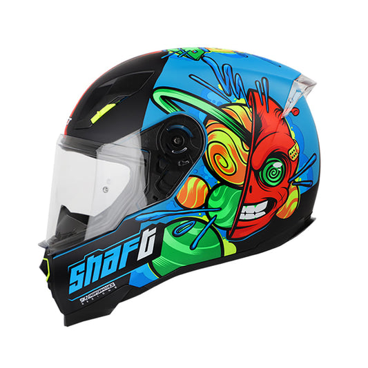 CASCO SHAFT SH-562 INVADER MATE AZUL NARANJA NEON