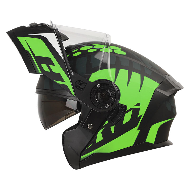 CASCO HRO HRO-3480DV FANGS MATE NEGRO VERDE NEON