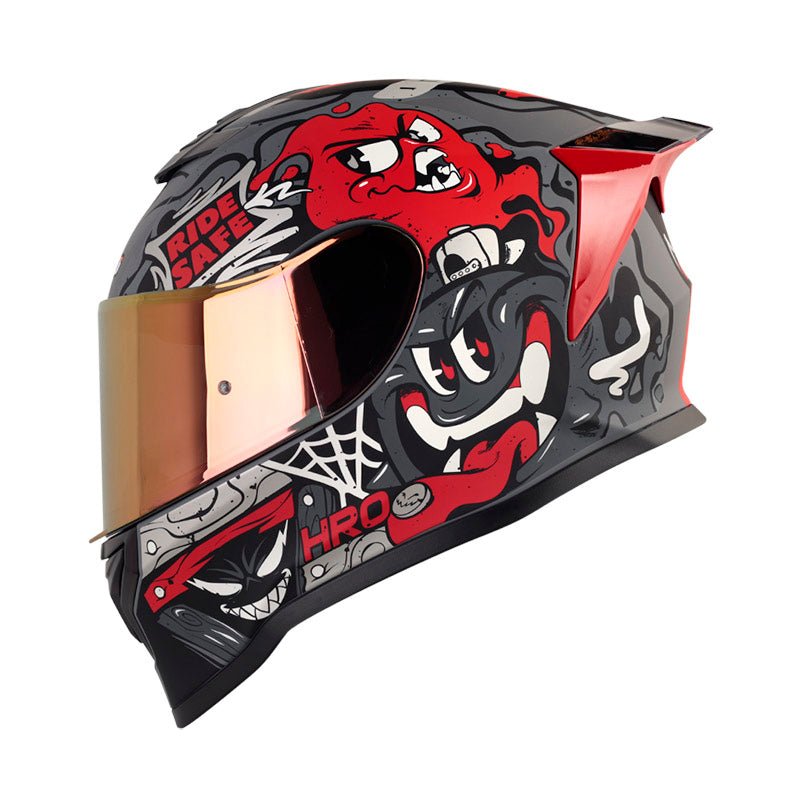 CASCO HRO HRO-506SP MISTERY GRIS OSCURO ROJO