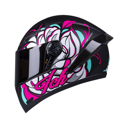 CASCO ICH ICH-501SP BLOOM MATE NEGRO FUCSIA NEON VISOR HUMO