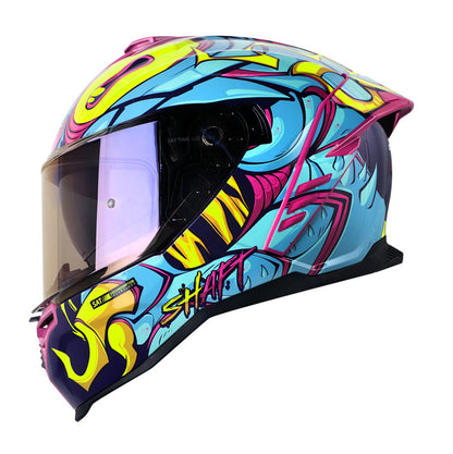 CASCO SHAFT SH-598GTR MANTIS MORADO AZUL VISOR MORADO