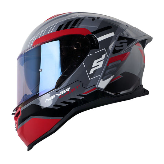 CASCO SHAFT SH-598GTR TRACER GRIS ROJO VISOR IRIDIUM AZUL