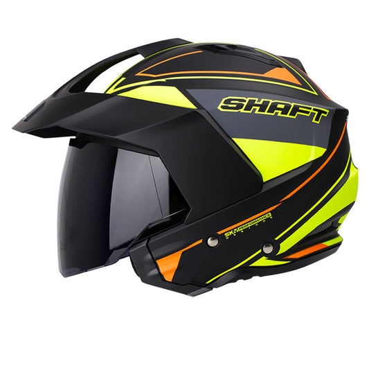 CASCO SHAFT SH-227 TAKEOVER MATE NEGRO AMARILLO VISOR HUMO