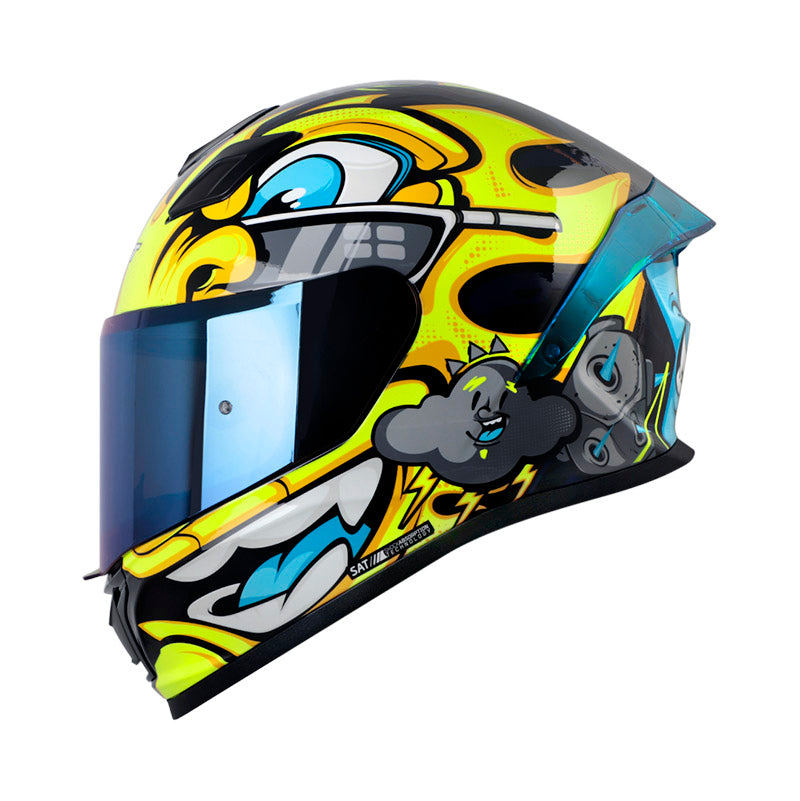 CASCO SHAFT SH-559 SKY MATE NEGRO GRIS VISOR IRIDIUM AZUL