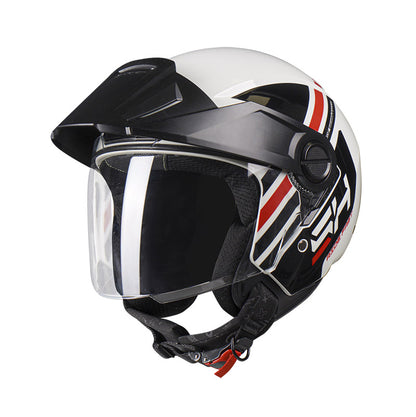 CASCO SHAFT SH-212 JET BLANCO ROJO VISOR HUMO