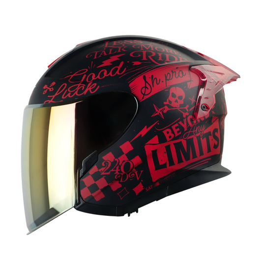 CASCO SHAFT SH-240DV PRO RETRUM MATE NEGRO ROJO VISOR ROJO