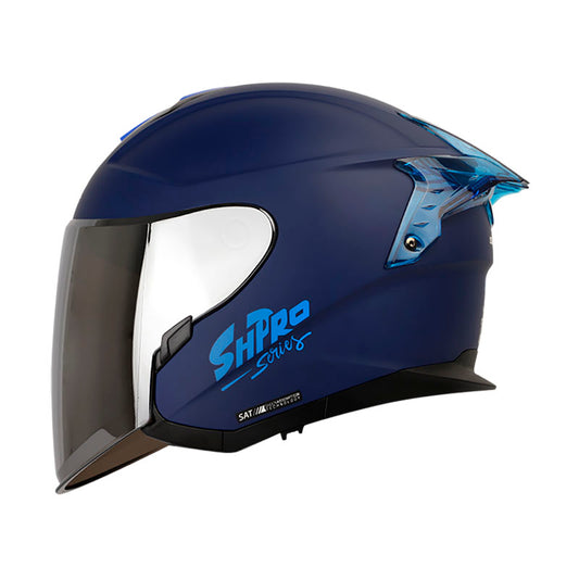 CASCO SHAFT SH-240DV PRO SOLID AZUL NAVY VISOR PLATA