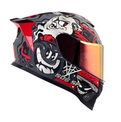 CASCO HRO HRO-506SP MISTERY GRIS OSCURO ROJO