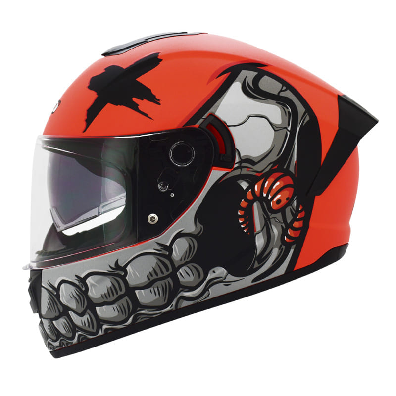 CASCO HRO HRO-518DV REAL EMOJIS MATE NARANJA NEON GRIS