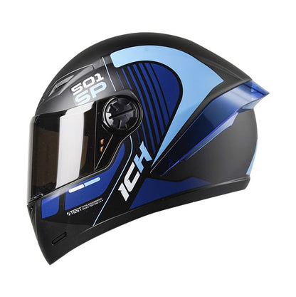 CASCO ICH ICH-501SP BADLY MATE NEGRO AZUL VISOR HUMO