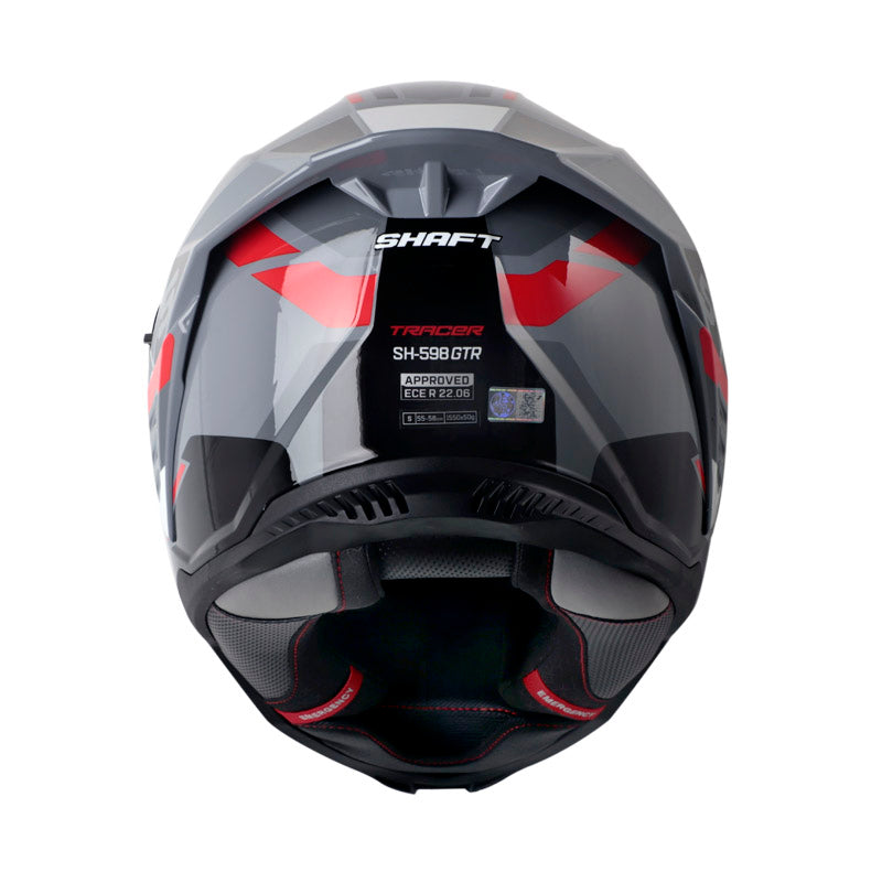 CASCO SHAFT SH-598GTR TRACER GRIS ROJO VISOR IRIDIUM AZUL