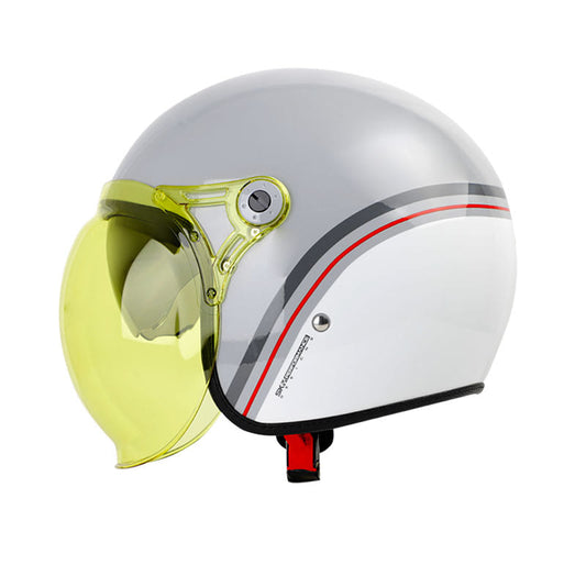 CASCO SHAFT SH-121 SCRAMBLE STRIPES GRIS BLANCO VISOR AMARILLO