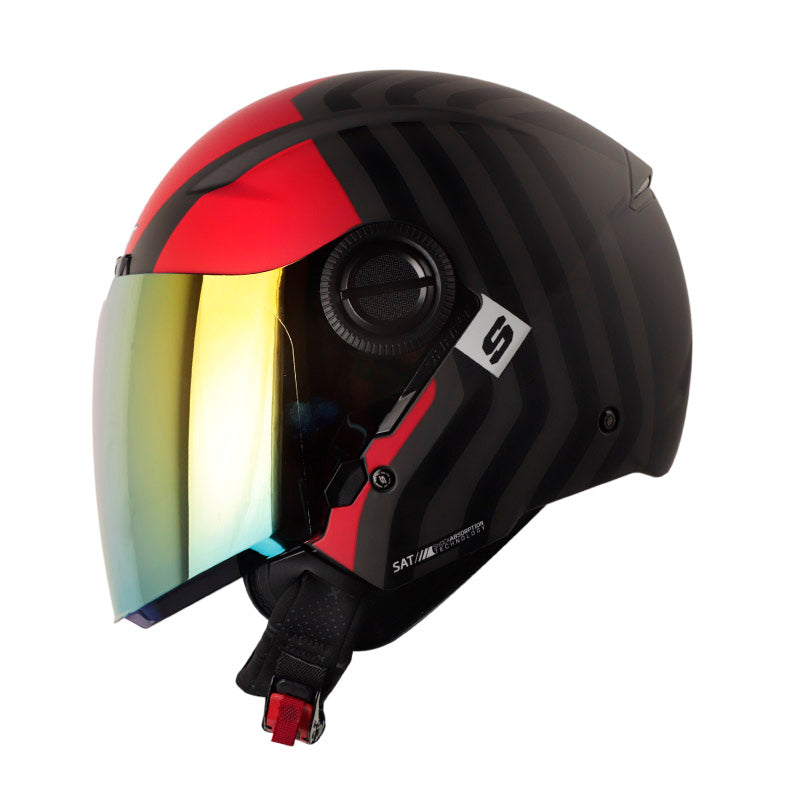 CASCO SHAFT SH-212 ABSTRACT MATE GRIS ROJO VISOR IRIDIUM