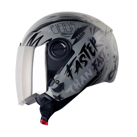 CASCO SHAFT SH-212 GOOD LUCK GRIS GRIS VISOR PLATA