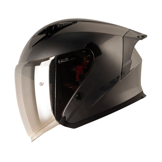 CASCO SHAFT SH-226GT SOLID GRIS METAL VISOR IRIDIUM PLATA