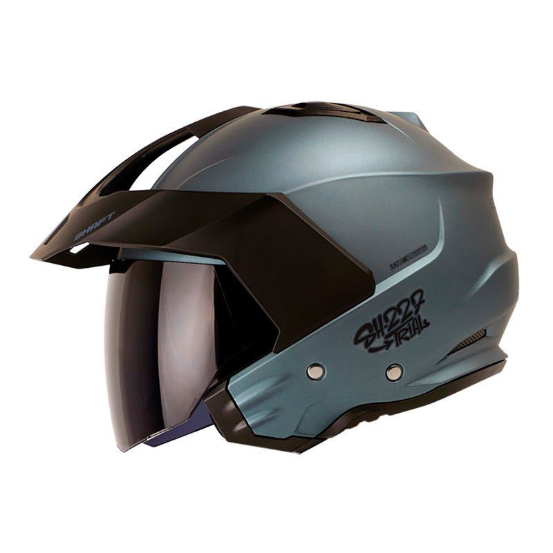 CASCO SHAFT SH-227 TRIAL SOLID MATE GRIS AZUL NEGRO