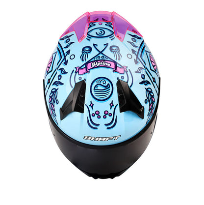 CASCO SHAFT SH-560 MARINE AZUL FUCSIA NEON VISOR HUMO