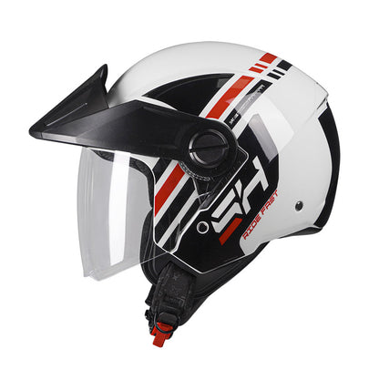 CASCO SHAFT SH-212 JET BLANCO ROJO VISOR HUMO