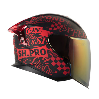 CASCO SHAFT SH-240DV PRO RETRUM MATE NEGRO ROJO VISOR ROJO