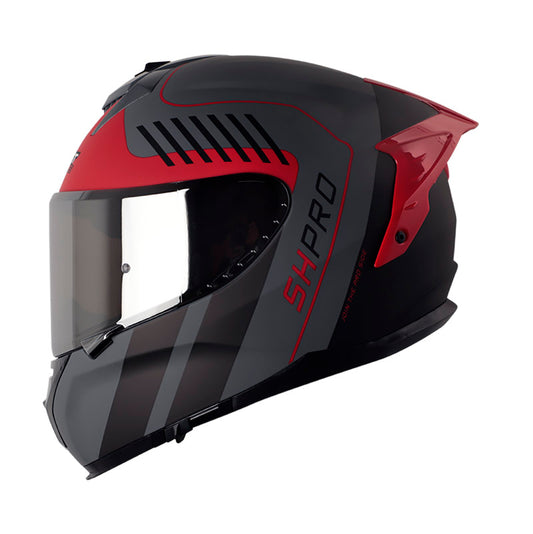 CASCO SHAFT SH-610EVO MIX MATE GRIS ROJO VISOR PLATA