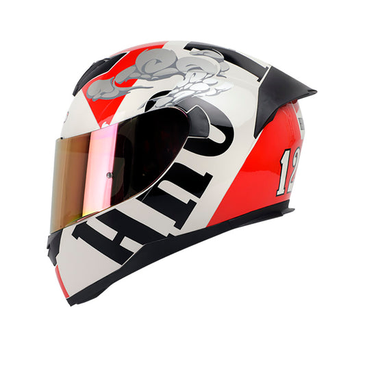 CASCO HRO HRO-511 SMOKEY GRIS ROJO VISOR HUMO