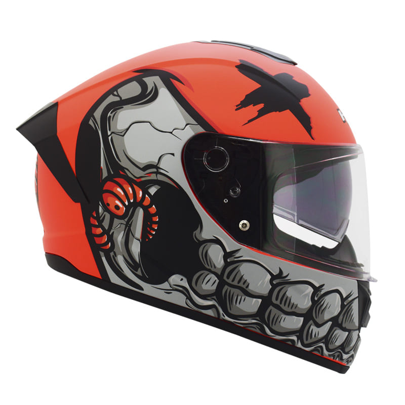 CASCO HRO HRO-518DV REAL EMOJIS MATE NARANJA NEON GRIS