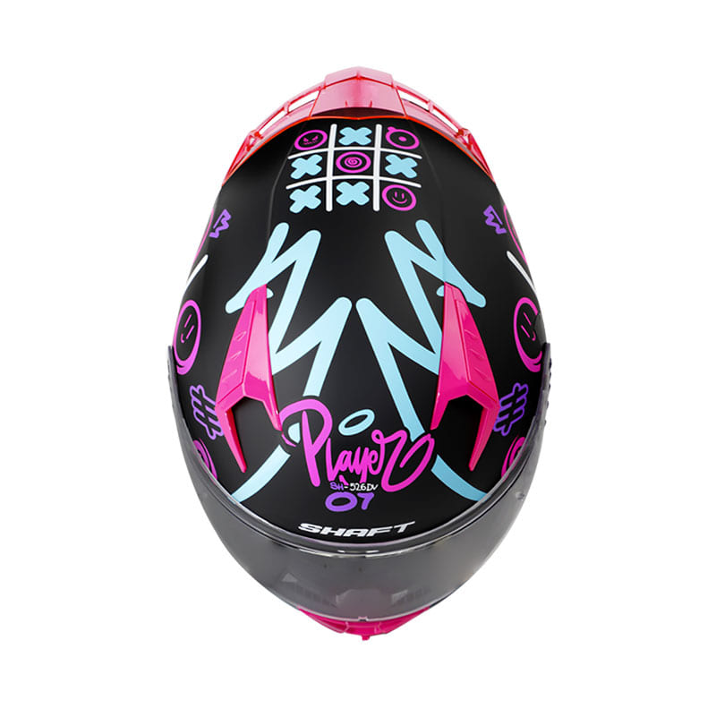 CASCO SHAFT SH-526SP TRIQUI EVO MATE NEGRO FUCSIA NEON