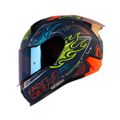 CASCO SHAFT SH-560 EVO SKETCH MATE AZUL OSCURO AMARILLO NEON