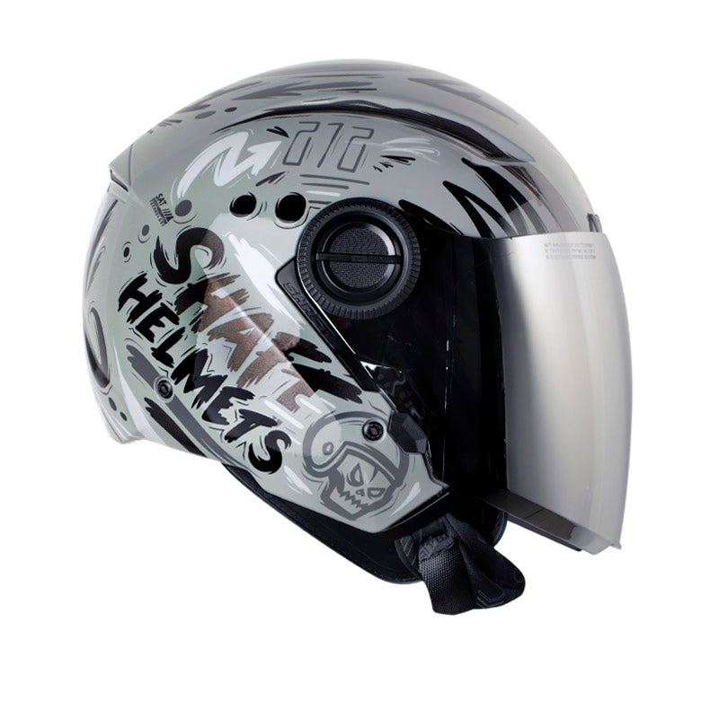 CASCO SHAFT SH-212 GOOD LUCK GRIS GRIS VISOR PLATA