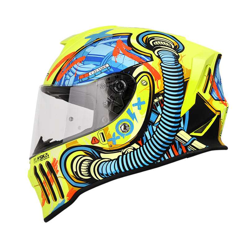 CASCO SHAFT SH-551 DEUS EX MACHINA MATE AMARILLO NEON AZUL