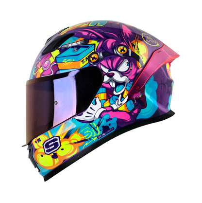 CASCO SHAFT SH-559 PYRO MORADO AZUL VISOR IRIDIUM MORADO