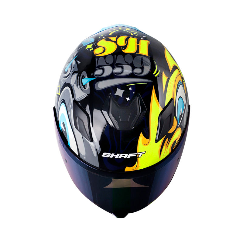 CASCO SHAFT SH-559 SKY MATE NEGRO GRIS VISOR IRIDIUM AZUL