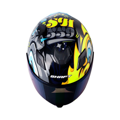 CASCO SHAFT SH-559 SKY MATE NEGRO GRIS VISOR IRIDIUM AZUL