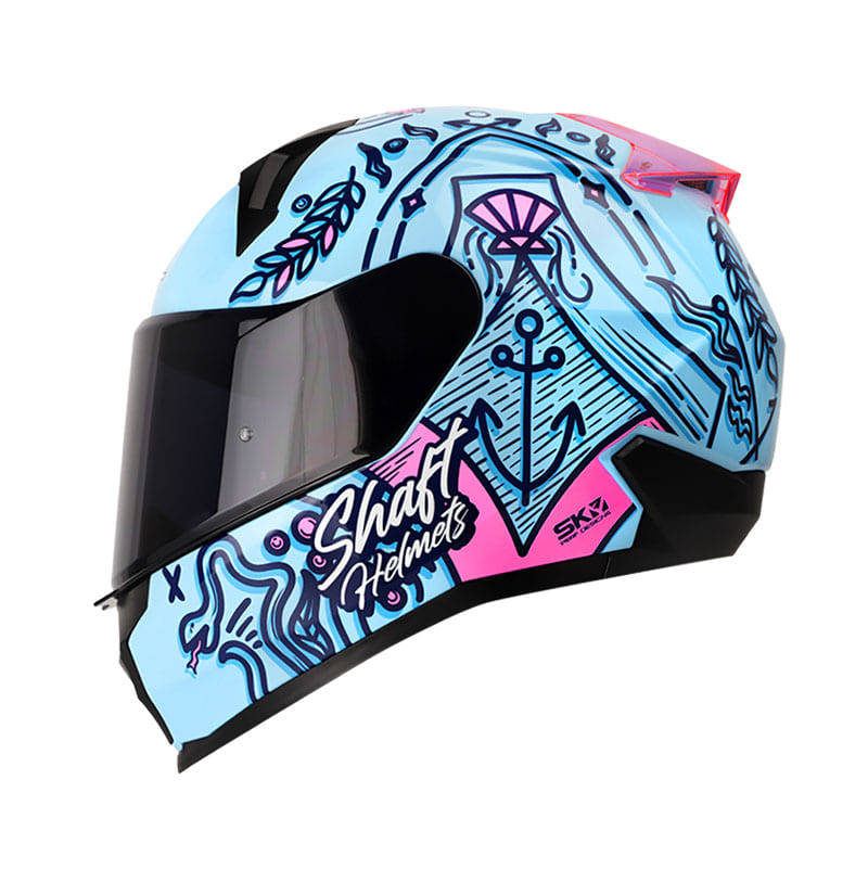 CASCO SHAFT SH-560 MARINE AZUL FUCSIA NEON VISOR HUMO