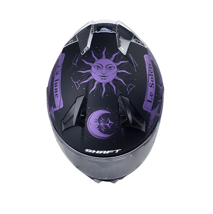 CASCO SHAFT SH-560 TAROT MATE NEGRO MORADO NEON