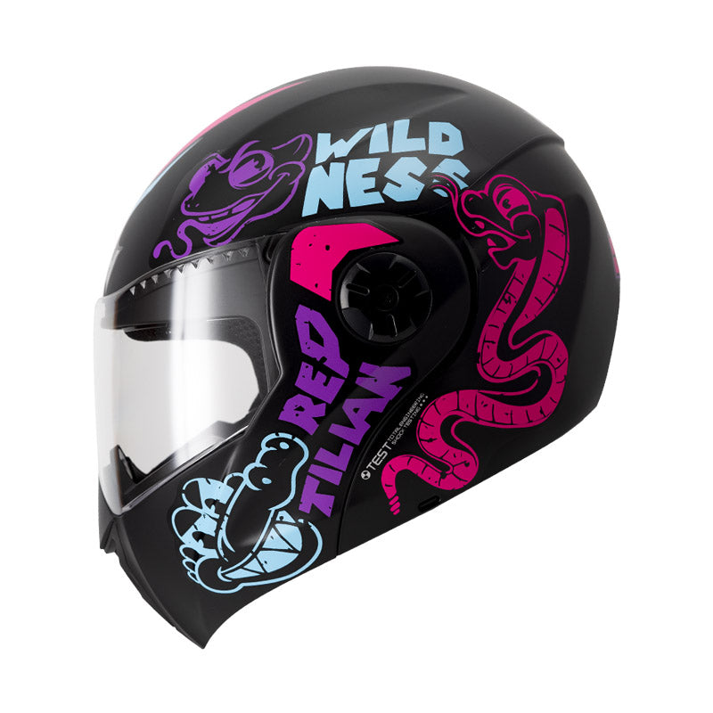 CASCO ICH ICH-3110S REPTILIAN NEGRO FUCSIA NEON