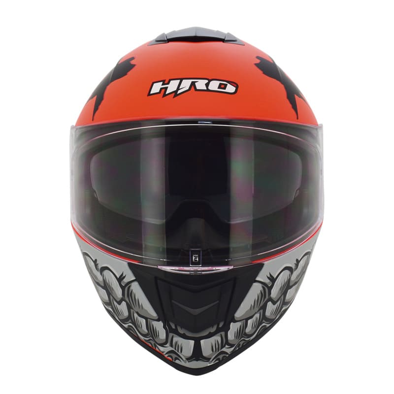 CASCO HRO HRO-518DV REAL EMOJIS MATE NARANJA NEON GRIS