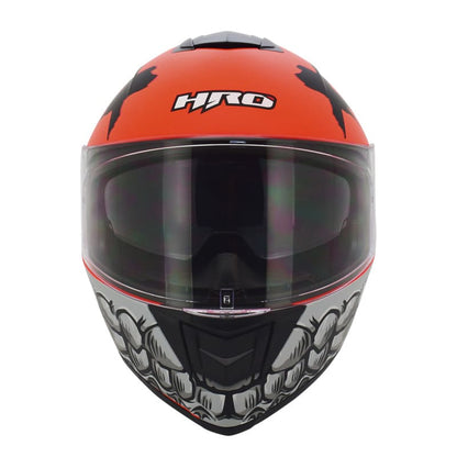 CASCO HRO HRO-518DV REAL EMOJIS MATE NARANJA NEON GRIS