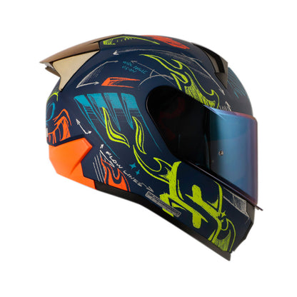 CASCO SHAFT SH-560 EVO SKETCH MATE AZUL OSCURO AMARILLO NEON