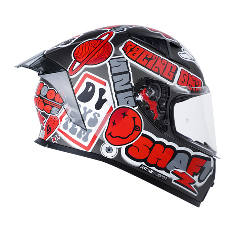 CASCO SHAFT SH-526SP STICKERS MATE NEGRO ROJO SMOKE