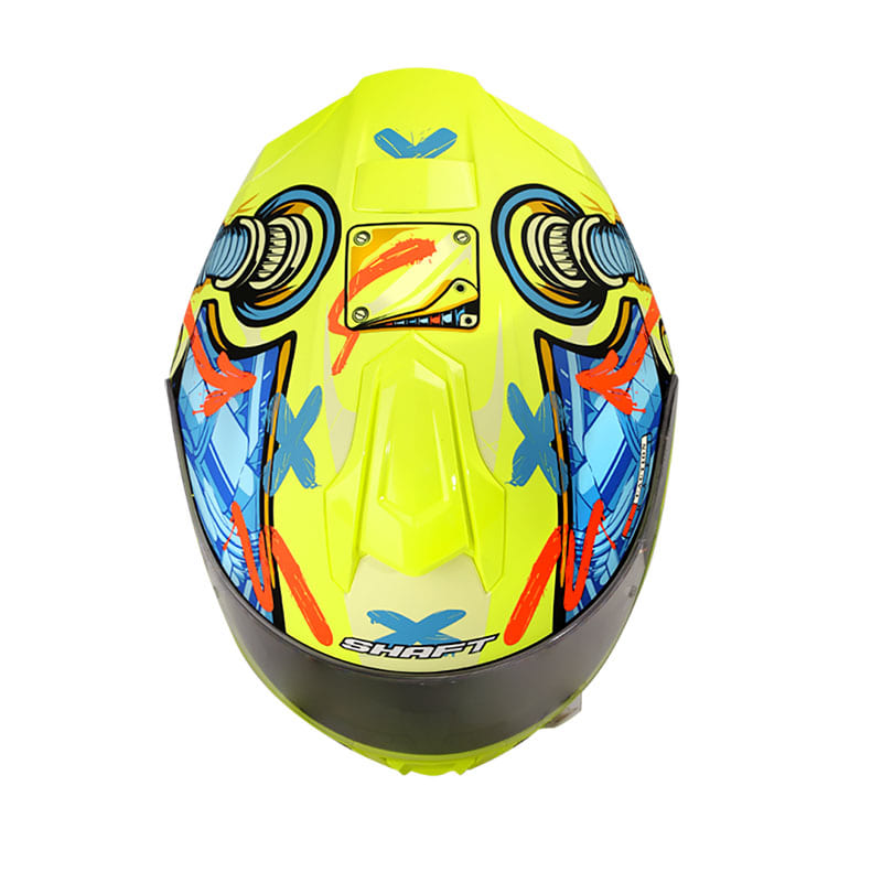 CASCO SHAFT SH-551 DEUS EX MACHINA MATE AMARILLO NEON AZUL