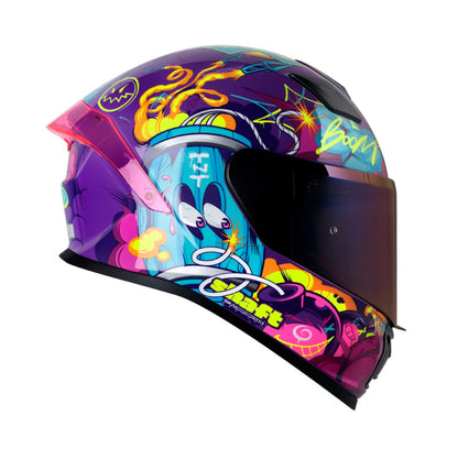 CASCO SHAFT SH-559 PYRO MORADO AZUL VISOR IRIDIUM MORADO