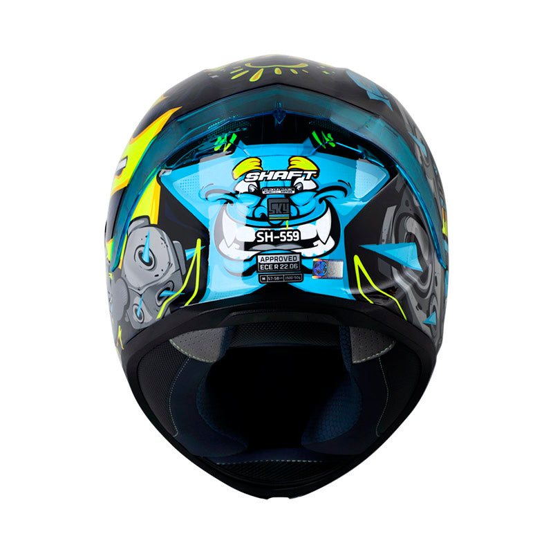 CASCO SHAFT SH-559 SKY MATE NEGRO GRIS VISOR IRIDIUM AZUL