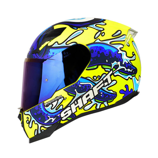 CASCO SHAFT SH-562 OCTOFUN MATE AMARILLO AZUL VISOR IRIDIUM