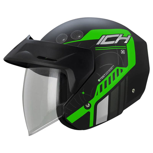 CASCO ICH ICH-101 STELARS MATE NEGRO VERDE NEON