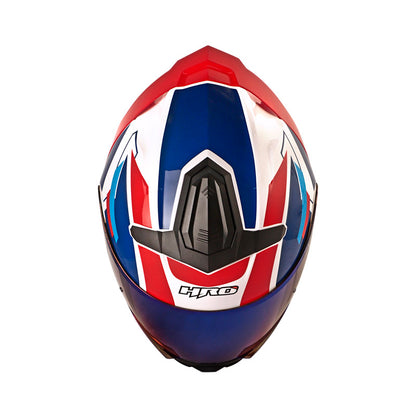 CASCO HRO 3440 DV LAZZAR BRILLANTE BLANCO ROJO VISOR IRIDIUM