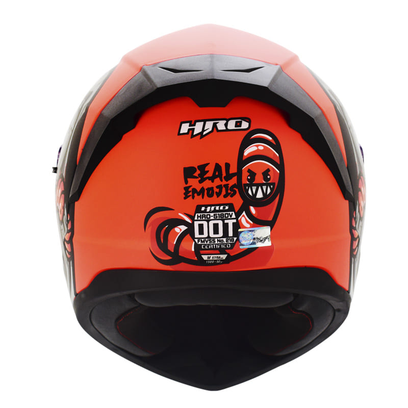 CASCO HRO HRO-518DV REAL EMOJIS MATE NARANJA NEON GRIS