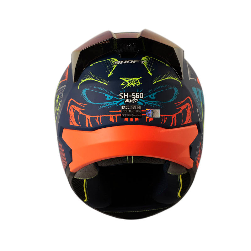 CASCO SHAFT SH-560 EVO SKETCH MATE AZUL OSCURO AMARILLO NEON