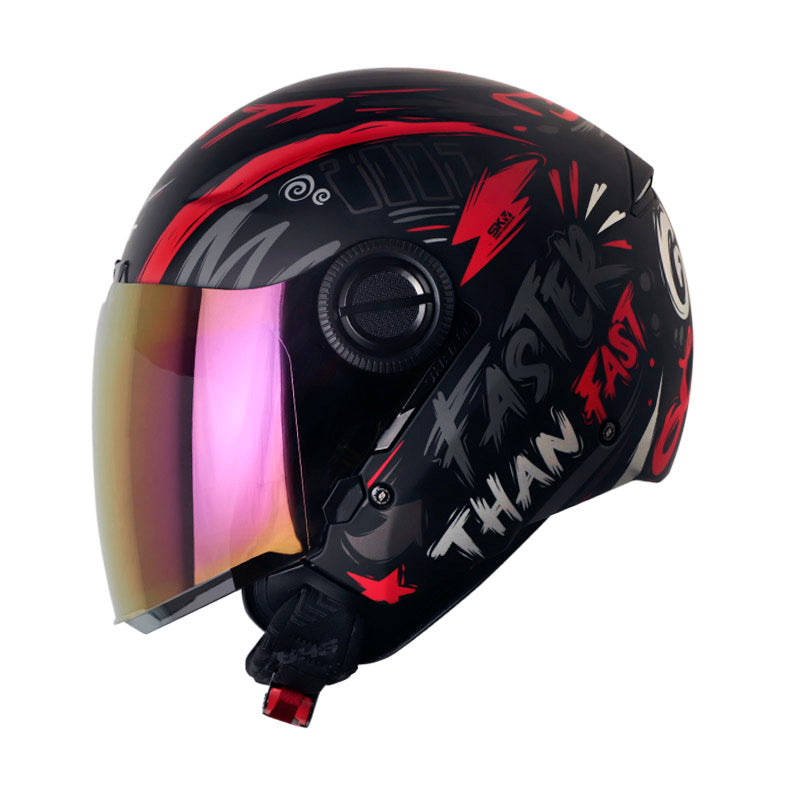 CASCO SHAFT SH-212 GOOD LUCK MATE NEGRO ROJO VISOR IRIDIUM