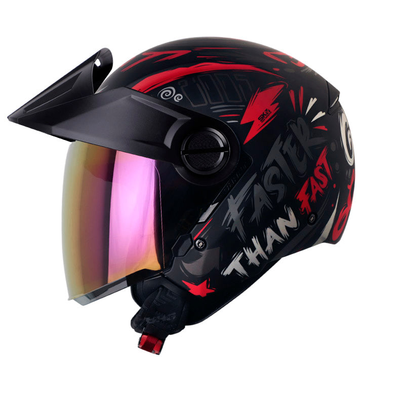 CASCO SHAFT SH-212 GOOD LUCK MATE NEGRO ROJO VISOR IRIDIUM